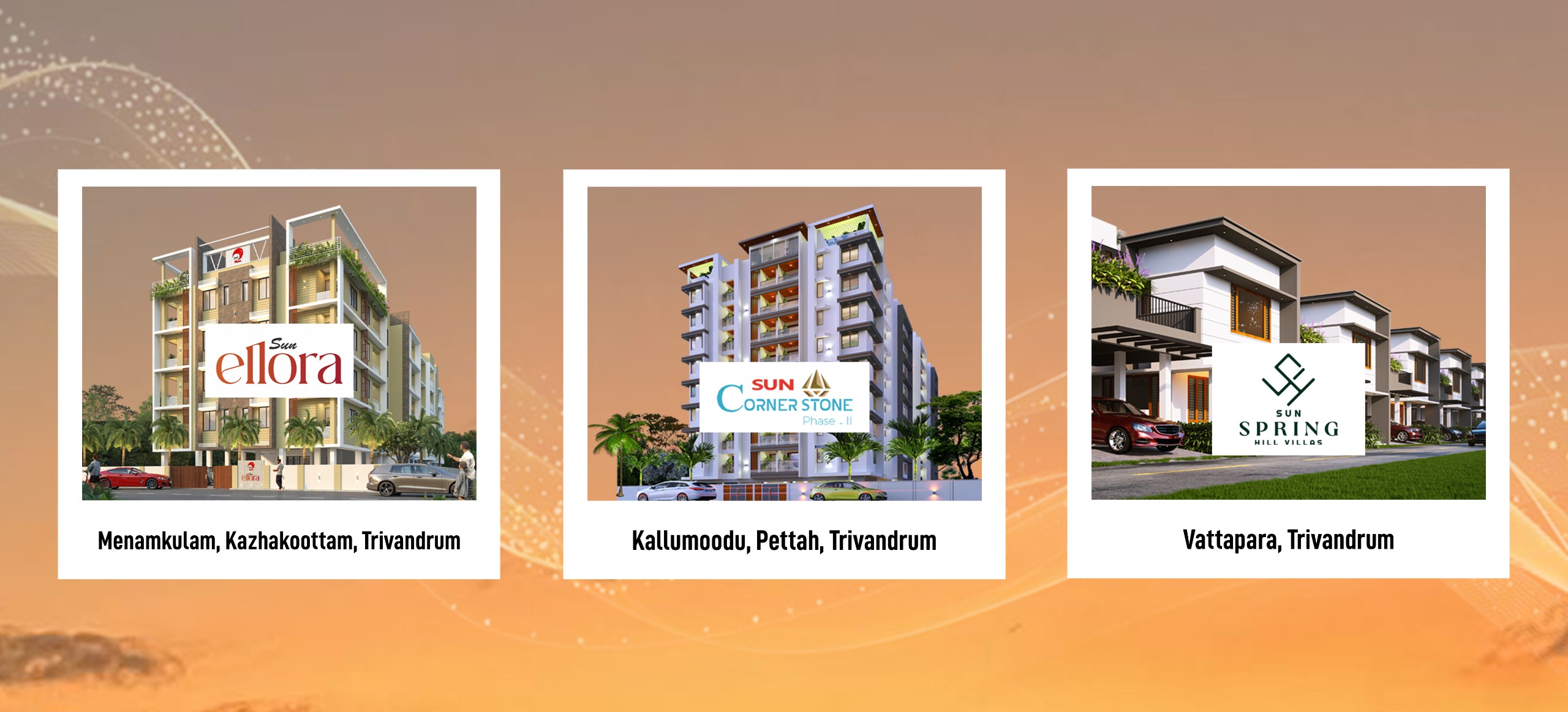 Best 3 BHK Apartments and Villas for Sale in Trivandrum – Explore Cornerstone Phase 2, Sun Ellora & Spring Hill Villas