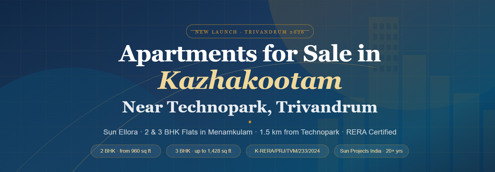Ellora 2 and 3 BHK Apartments Near Technopark, Kazhakootam